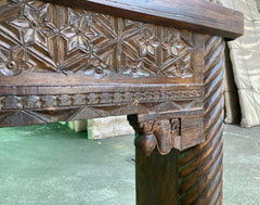 Antique Indian Hand Carved Solid Wood Console Hall Table