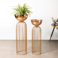 Urban Zen Planter (Gold Stand & Ross Gold Pot) - Pair