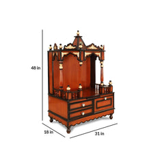 Sheesham Wood Handmade Mandir Home Temple In Brown