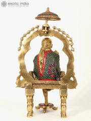 Indian Lord Sai Baba Handmade Brass Statue With Inlay Work