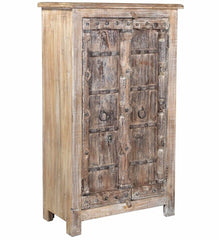 Antique Natural Vintage 2 Door Cabinet in Scrap Wood