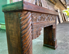 Antique Indian Hand Carved Solid Wood Console Hall Table