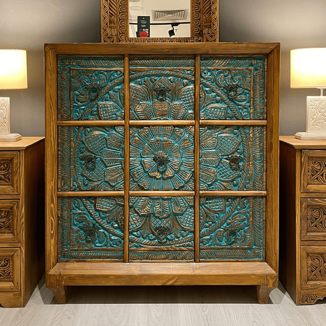 Hand Carved Solid Hard Wood Dresser Chest of Drawers D7