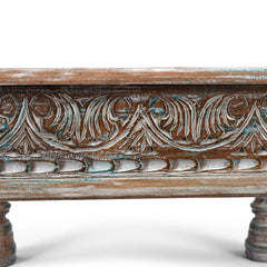 Takhat Indian Salvage Reclaimed Wood Hand Carved Coffee Table C58