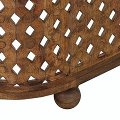 Bristol Hand Carved Solid Wood Round Coffee Table Natural B2