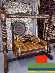 Maharaja Indian Traditional Hand Carved Wooden 3 Seater Swing
