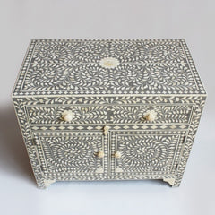 Maaya Bone Inlay Chest of Drawer sideboard Grey and White