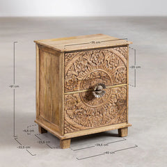 Indian Hand Carved Mango Wood Bedside Table 37