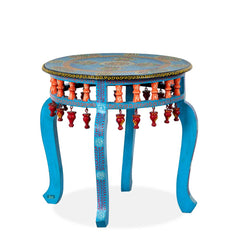 Pandora Hand Painted Multicolored Wooden Stool Side Table