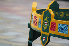 Indian Hand Painted Solid Wood Chakki Grinder Coffee Table C138