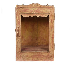 Indian Hand Carved Glass Door Solid Wood Small Cabinet D21
