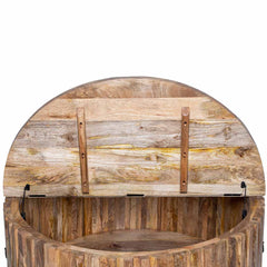 Hand Carved Solid Wood Round Coffee Table With Storage C2