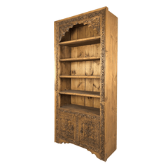 Mehrab Indian Hand Carved Solid Wood Bookshelf B4