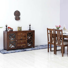 Contemporary X Design Solid wood Sideboard Brown