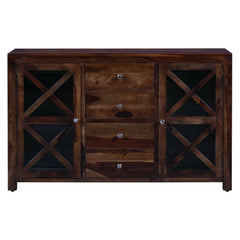 Contemporary X Design Solid wood Sideboard Brown