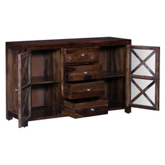 Contemporary X Design Solid wood Sideboard Brown