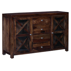 Contemporary X Design Solid wood Sideboard Brown