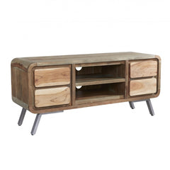 Lava Industrial Curve Sheesham Modern Entertainment Unit TV Stand