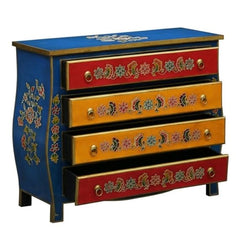 Hand Painted Solid Wood Chest of Drawer In Multi-Colour