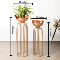 Urban Zen Planter (Gold Stand & Ross Gold Pot) - Pair