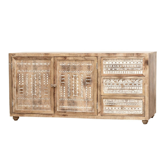 The Attic Jodhpur Large Solid Wood Sideboard Natural