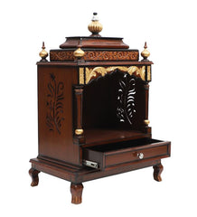 Medium Sized Handmade Solid Wood Home Temple In Brown