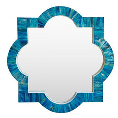 Maaya Bone Inlay Mirror Frame Blue Geometric Pattern