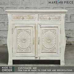 French Colonial Hand Carved Solidwood sideboard White