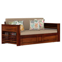 The Attic Glasgow Wooden Sofa cum Bed Honey