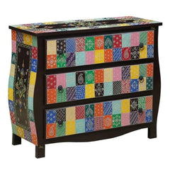 Hand Painted Solid Wood Chest of Drawer In Multi-Colour