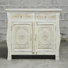 French Colonial Hand Carved Solidwood sideboard White