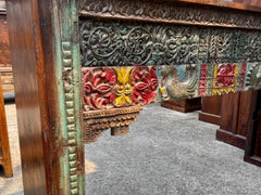 Antique Indian Hand Carved Solid Wood Console Hall Table Multicolour