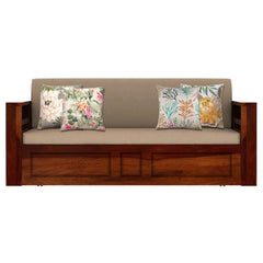 The Attic Glasgow Wooden Sofa cum Bed Honey