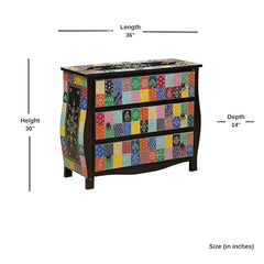 Hand Painted Solid Wood Chest of Drawer In Multi-Colour