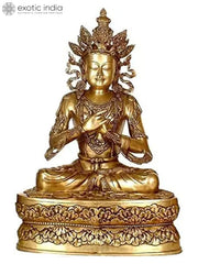 Indian Brass Tibetan Buddhist Buddha In Brass Statue