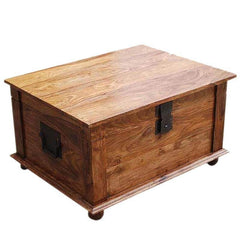 Avalon Rustic Solid Wood Storage Coffee Table Trunk Honey