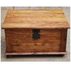 Avalon Rustic Solid Wood Storage Coffee Table Trunk Honey