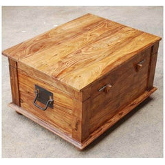 Avalon Rustic Solid Wood Storage Coffee Table Trunk Honey