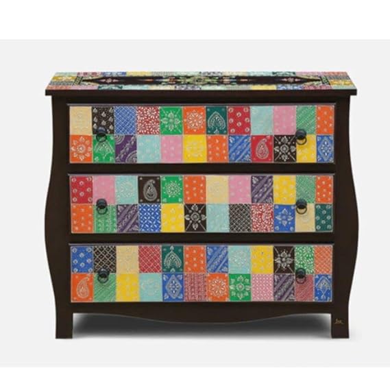 Hand Painted Solid Wood Chest of Drawer In Multi-Colour