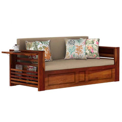 The Attic Glasgow Wooden Sofa cum Bed Honey