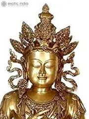 Indian Brass Tibetan Buddhist Buddha In Brass Statue