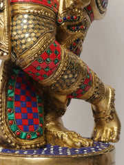 Indian Lord Krishna Playing Flute Brass Statue With Inlay Work
