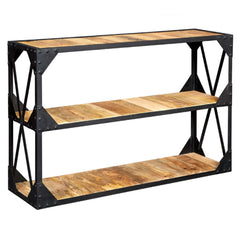 Angle Industrial Metal Wood Hall Side Table Blackwash Natural