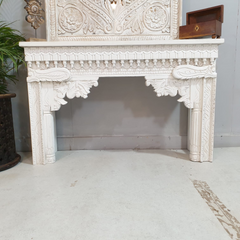 Indian Antique Hand Carved Solid Wooden Console Table White120x35x75cm