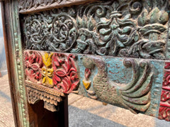 Antique Indian Hand Carved Solid Wood Console Hall Table Multicolour