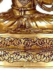 Indian Brass Tibetan Buddhist Buddha In Brass Statue