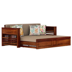 The Attic Glasgow Wooden Sofa cum Bed Honey