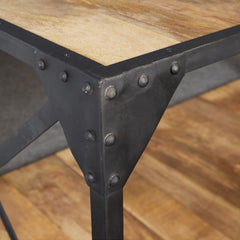 Angle Industrial Metal Wood Hall Side Table Blackwash Natural