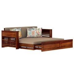 The Attic Glasgow Wooden Sofa cum Bed Honey