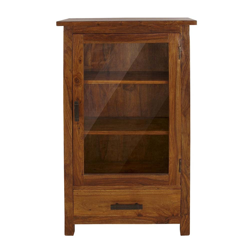 The Attic Sheesham Mini Glazed Bookcase Honey